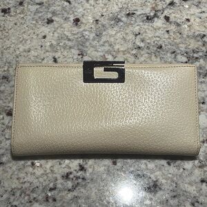 Authentic GUCCI Women's G Long Wallet Tom Ford Ivory White Vintage Y2K!
